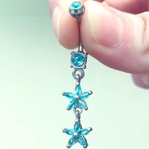 ⭐️ Light Blue Stars Belly Button Ring